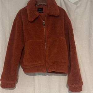 Urban Outfitters Burnt Orange Sherpa Teddy Bear Jacket